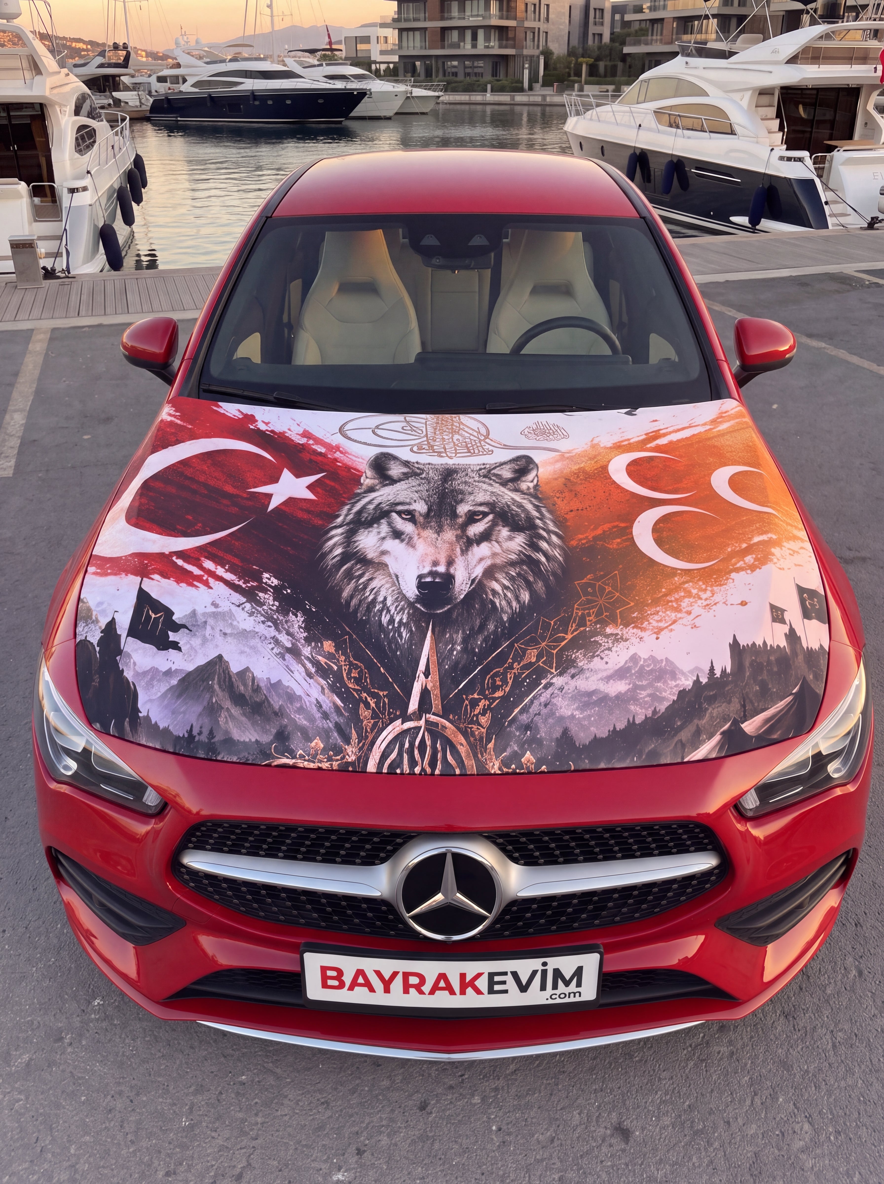 Bozkurt Üç Hilal & Osmanlı Tuğralı Kaput Bayrağı – Model 1